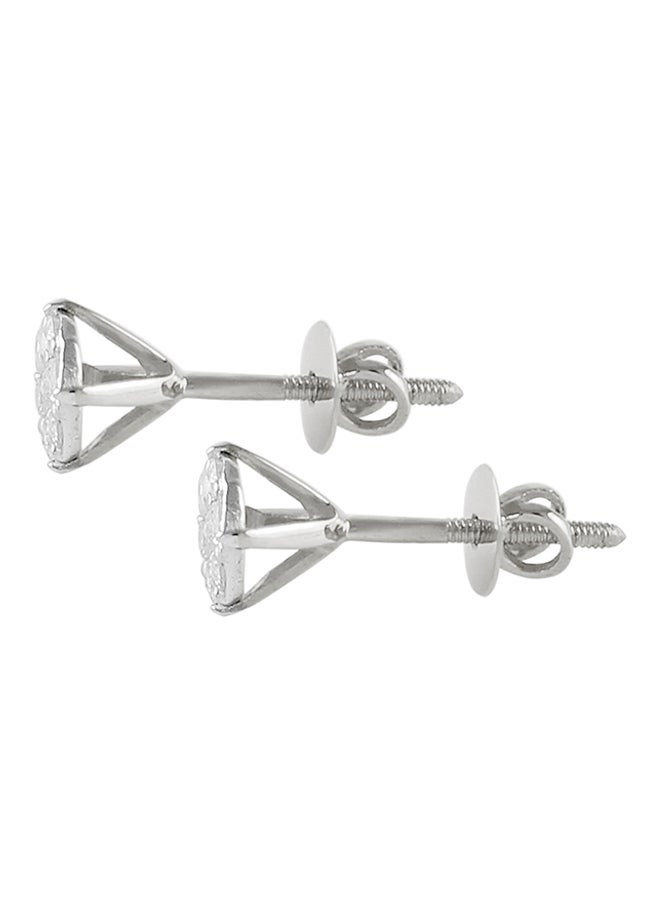 18K Gold Genuine Diamonds Solitaire Screw Back Earrings 0.14 Carat