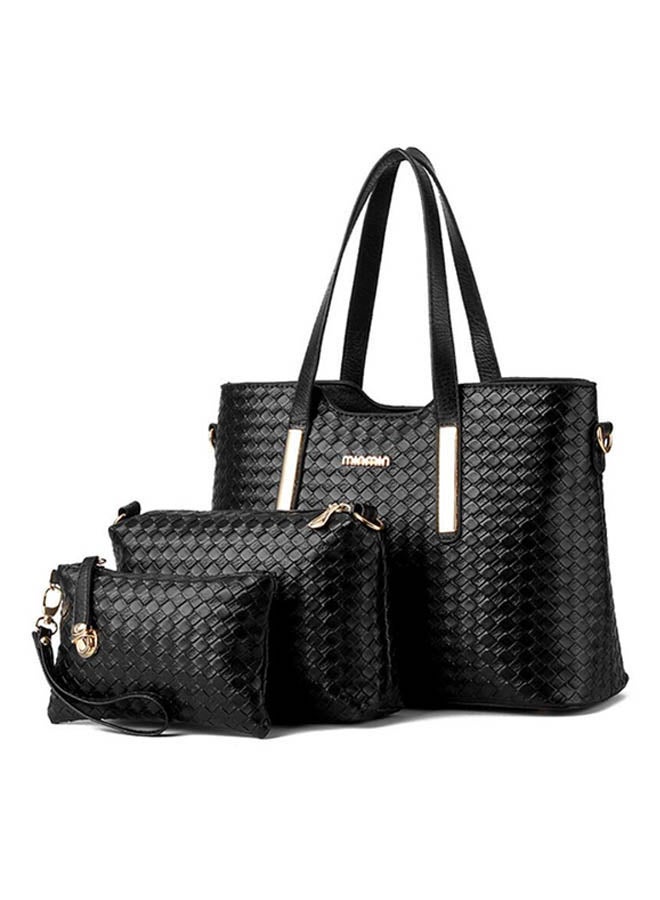 3-Piece Tote Bag Set Black 
