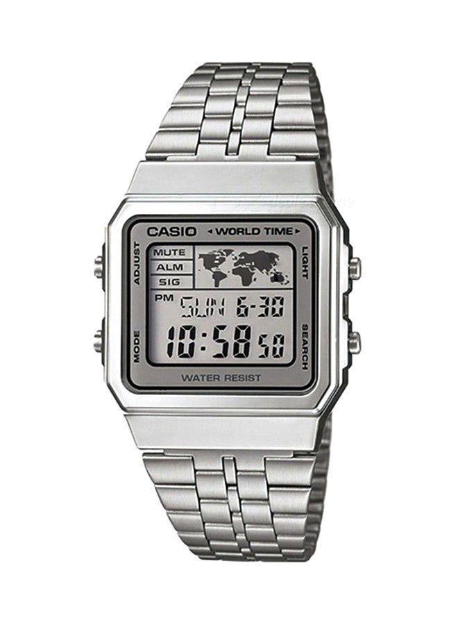 CASIO - Men's Stainless Steel Digital Watch A-500WA-7DF - 35 mm - Silver - Image 1