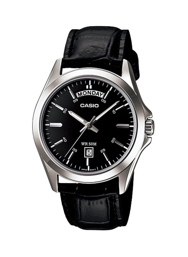 CASIO Men's Enticer Series Water Resisatnt Leather Analog Watch MTP-1370L-1AVDF - 45 mm - Black - Image 1