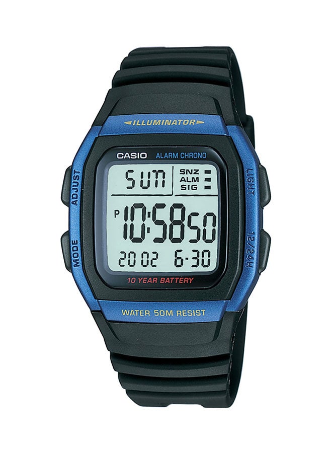 CASIO Men's Silicone Digital Wrist Watch W-96H-2AVDF - 36 mm - Black  - Image 1