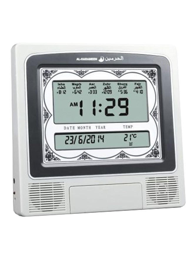 Azan Watch - Makkah Azan Sound Prayer And Alarm Clock With Snooze Option Silver - Image 1