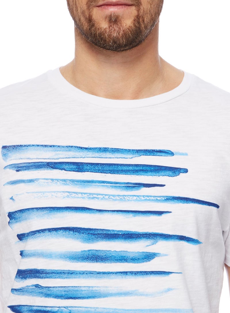 RJR.John Rocha Painted Stripe Print T-Shirt White/Blue