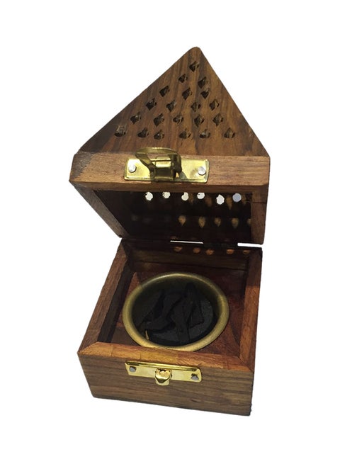 Pyramid Shaped Incense Burner Brown