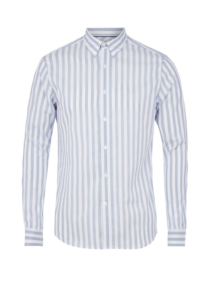 DEBENHAMS - J By Jasper Conran Striped Long Sleeve Shirt Blue/White - Image 1