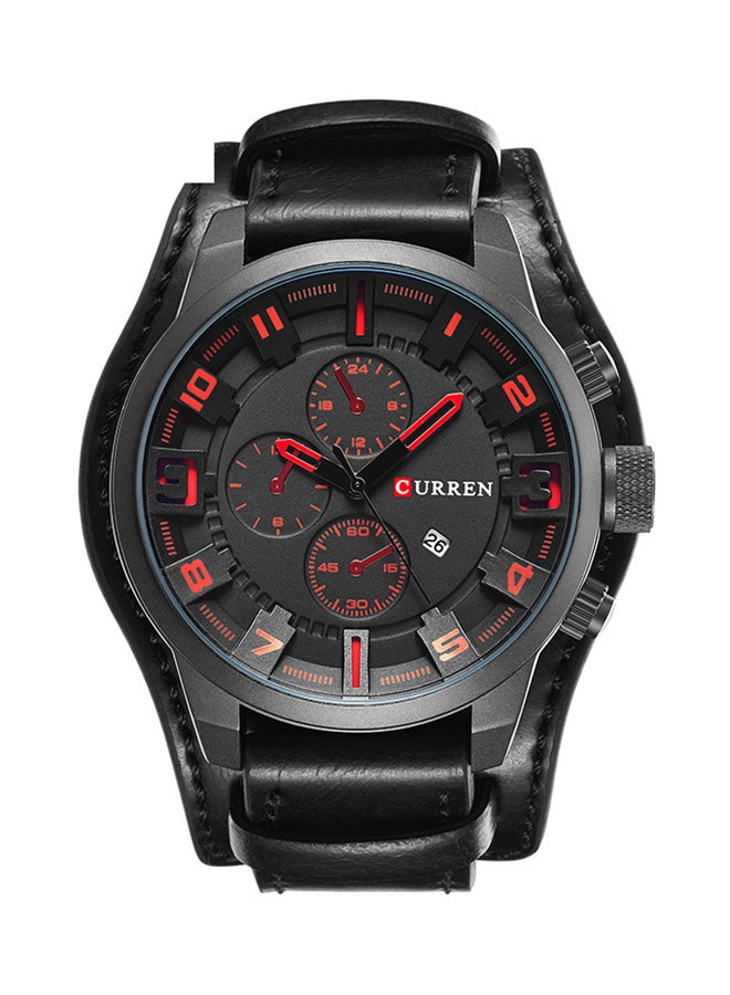 كارين ساعة يد بعقارب مقاومة للماء طراز 8225 - 48 مم - أسود للرجال