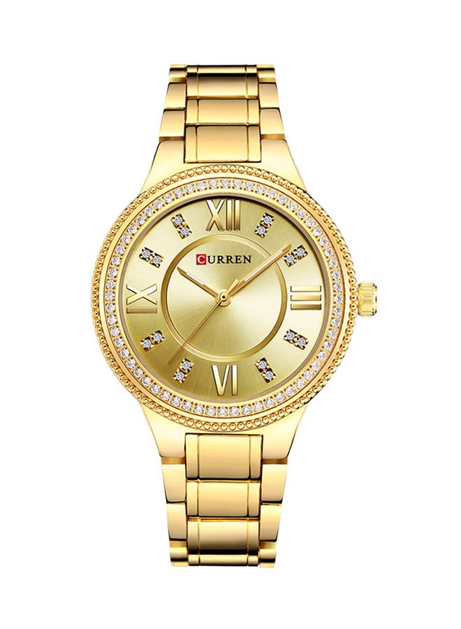 كارين ساعة يد بعقارب مقاومة للماء وبسوار من الإستانلس ستيل طراز 9004 - قياس 30 مم - لون ذهبي للنساء - Image 1