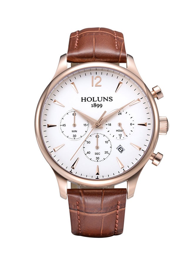 men Water Resistant Leather Chronograph Watch 4608