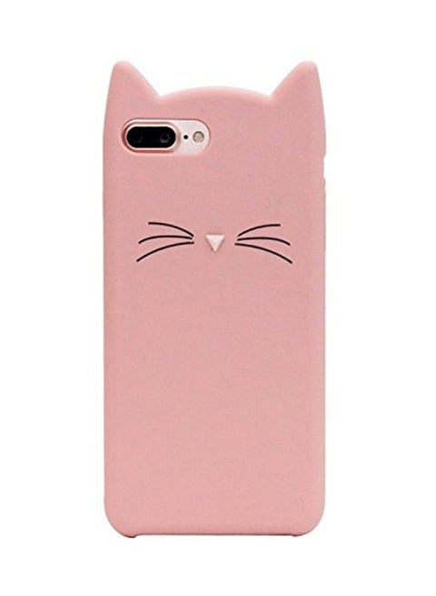 Pattern Back Case Cover Beard Cat Soft Silicone Case Cover For Apple iPhone 8 Plus/7 Plus Pink/Black