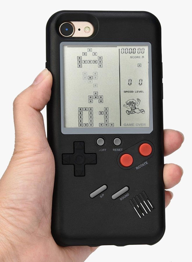 Thermoplastic Polyurethane Gameboy Case Cover With Real Tetris Installed For Apple iPhone 7/8 Black