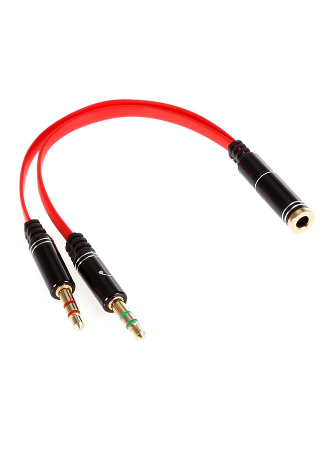 Generic 3.5 Female To Two 3.5 Male Audio Switch Wire For Earphone Red/Black 