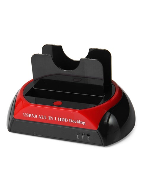 USB 3.0 Dual HDD Docking With 3 LED Indicator For 2.5/3.5 Inch SATA IDE Black/Red