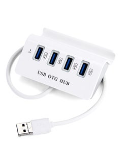 Generic 2 In 1 OTG + USB Type A 4 USB 2.0 Ports Hub Support Phone Holder Function White 