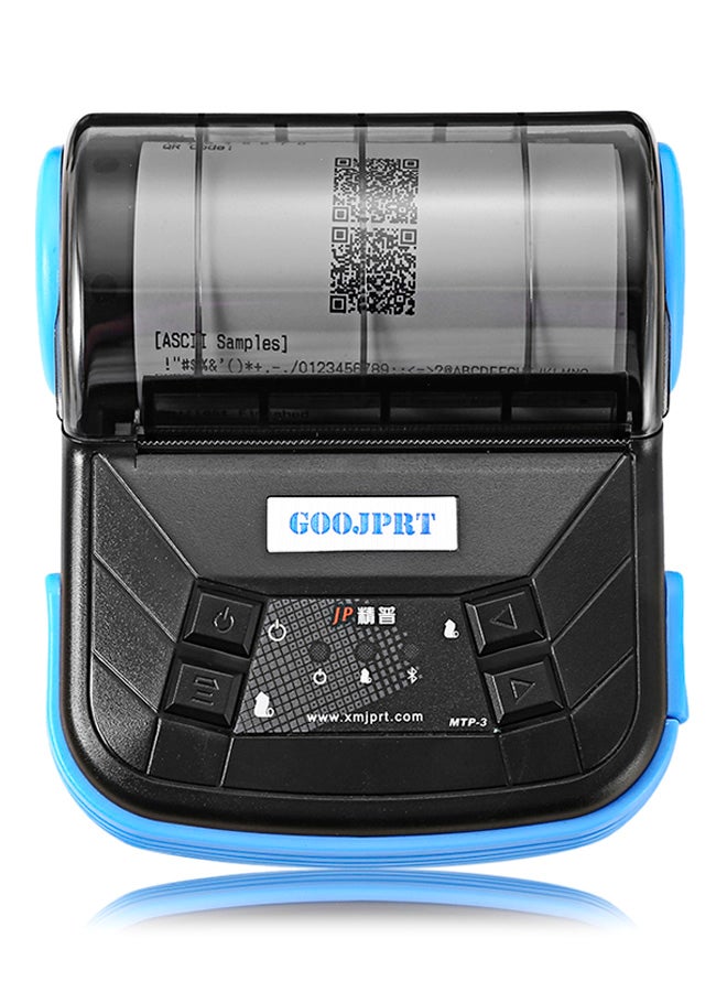 طابعة حرارية MTP-3 صغيرة مقاس 80 مم بخاصية البلوتوث 2.0 تعمل بنظام تشغيل أندرويد أسود/أزرق