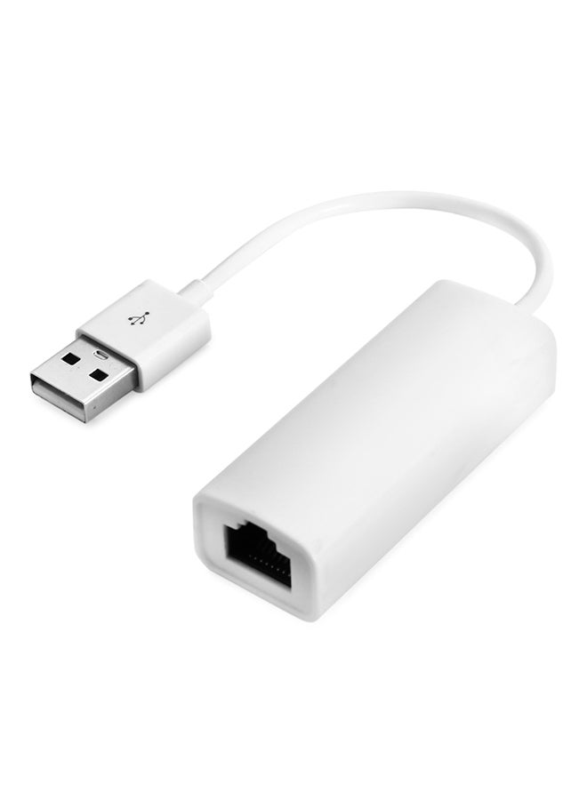 Generic - USB 2.0 Network Ethernet Adapter Support 10/100Mbps 10/100 Mbps White - Image 1