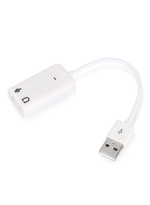 3D Stereo 7.1 Inch Channel USB Audio Adapter External Sound Card For Skype Headsets White