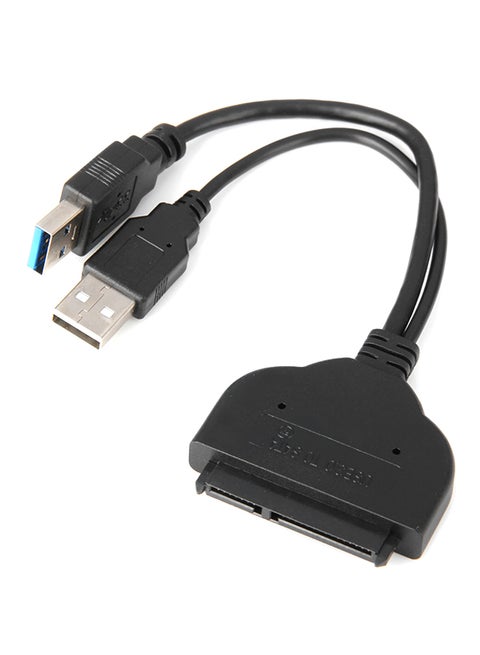 كابل من 22 سن USB 3.0 إلى مشغل القرص الصلب الخارجي ساتا أسود