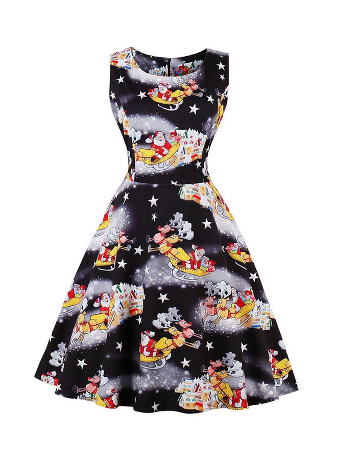 ZAFUL Sleeveless Christmas Elk Printed Dress Black/White/Red  - Image 1
