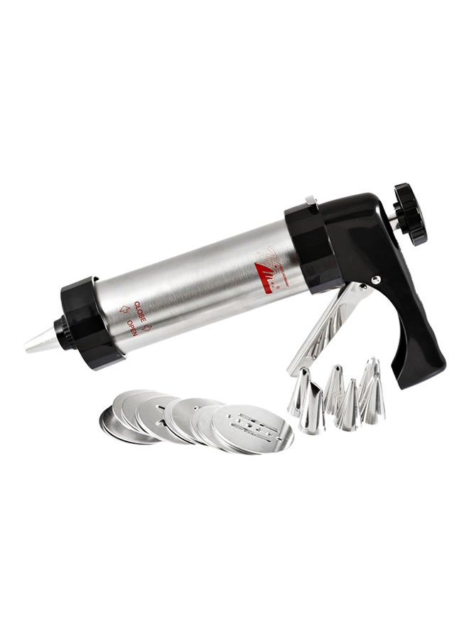 20-Piece Cookie Press And Icing Set Silver/Black - Image 1