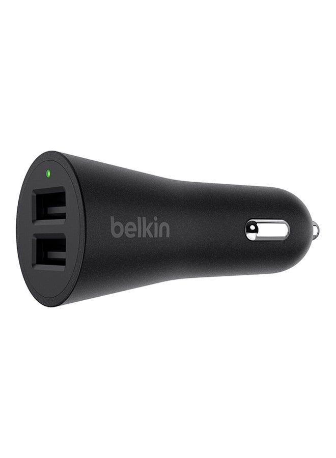 belkin BoostCharge Dual Usb Car Charger Type C Fast 24W, Car Mobile Charger, Car Charger Fast Charging, Car Charger For Iphone 15, 14, 13, 12, Samsung Galaxy S24, S23, Google Pixel, Sony, Ipad, And Tablets Black  - Image 1