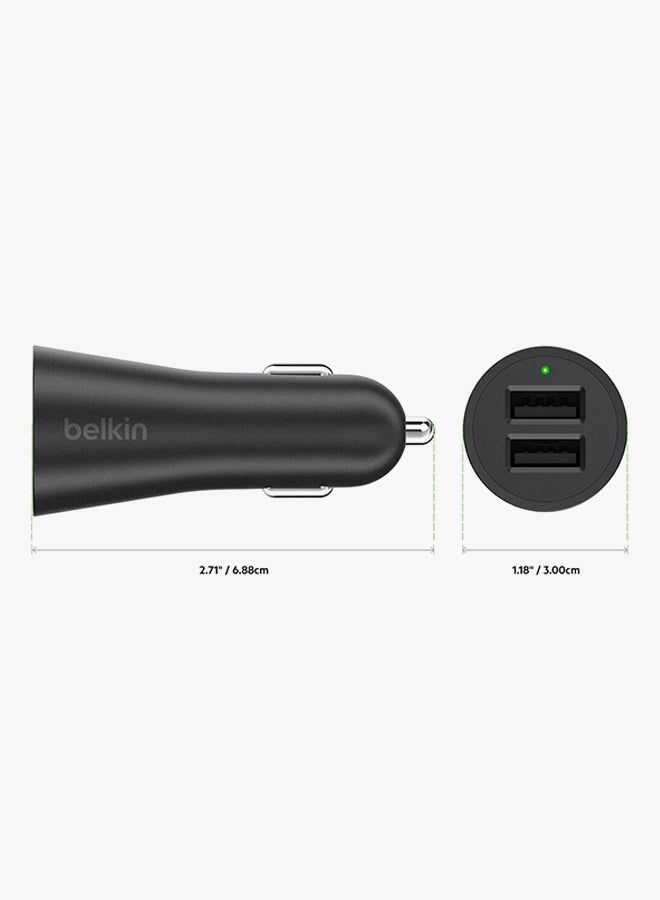 belkin BoostCharge Dual Usb Car Charger Type C Fast 24W, Car Mobile Charger, Car Charger Fast Charging, Car Charger For Iphone 15, 14, 13, 12, Samsung Galaxy S24, S23, Google Pixel, Sony, Ipad, And Tablets Black  - Image 4
