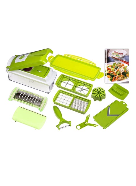 11-Piece Fruit And Vegetable Chopper And Slicer Set White/Green