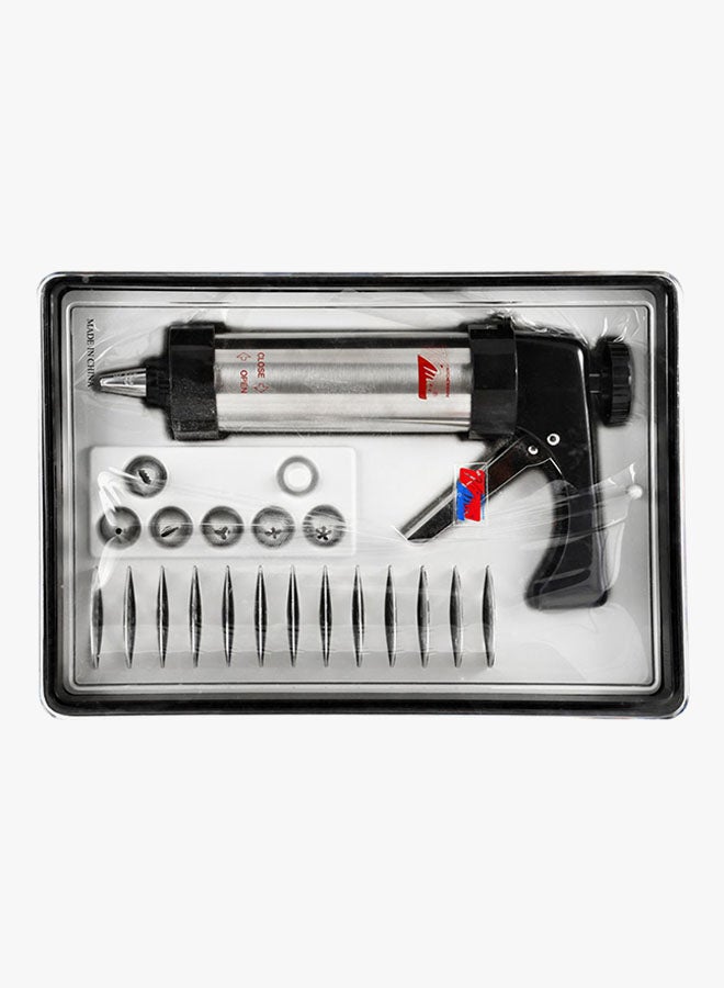 20-Piece Cookie Press And Icing Set Silver/Black - Image 3