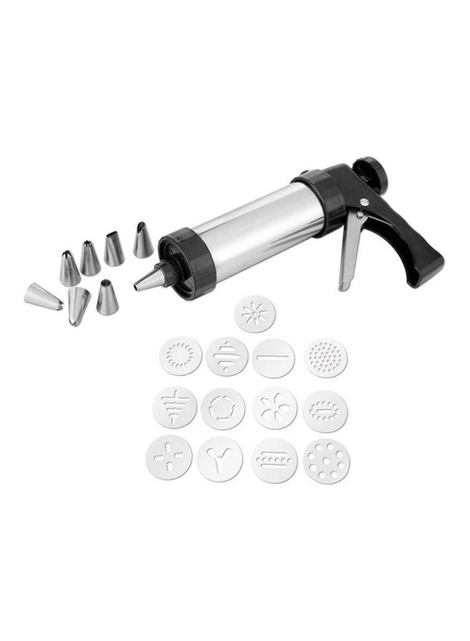 ZHISHANG 20-Piece Cookie Press And Icing Set Silver/Black 