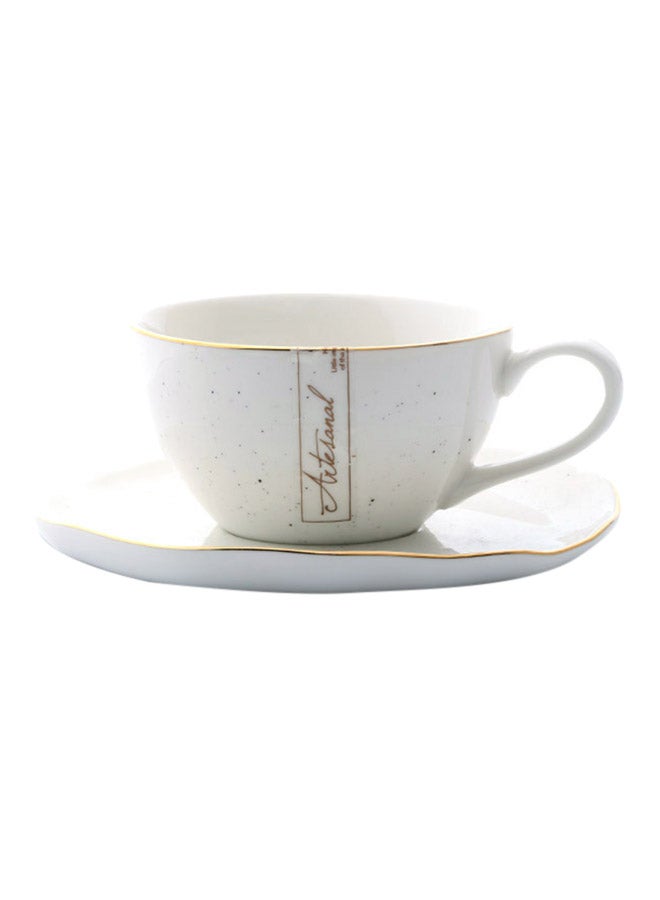 homes r us Porcelain Tea Cup And Saucer Artesanal White 250ml - Image 1