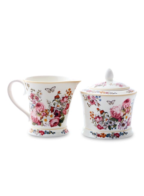 2-Piece Blooming Opulence Creamer And Sugar Bowl Multicolour 200ml