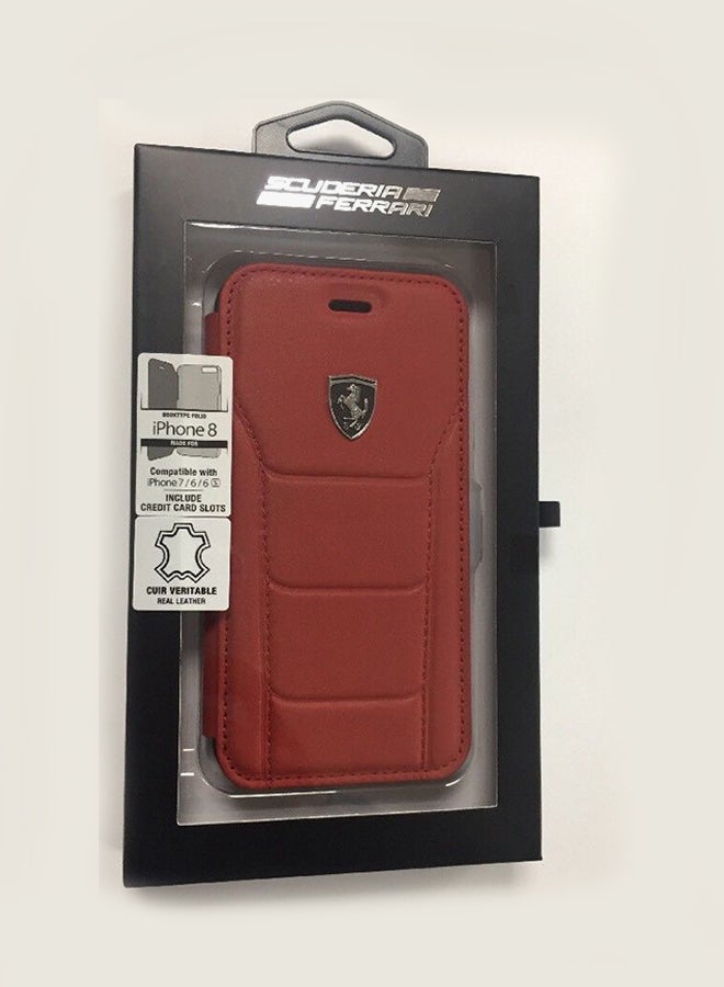 Ferrari Heritage Genuine Leather Case Cover For Apple iPhone 8/7 Red - Image 2