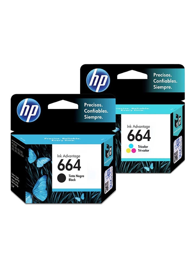 HP 2-Piece 664 Ink Cartridge Set Black/Tri-colour