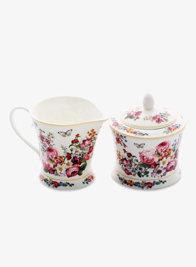 2-Piece Blooming Opulence Creamer And Sugar Bowl Multicolour 200ml