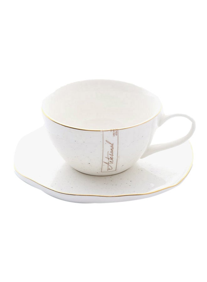 homes r us Porcelain Tea Cup And Saucer Artesanal White 250ml - Image 2