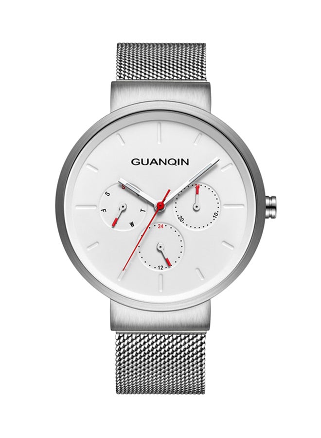 ساعة يد بعقارب مقاومة للماء طراز GS19103 - مقاس 41 مم - فضي men