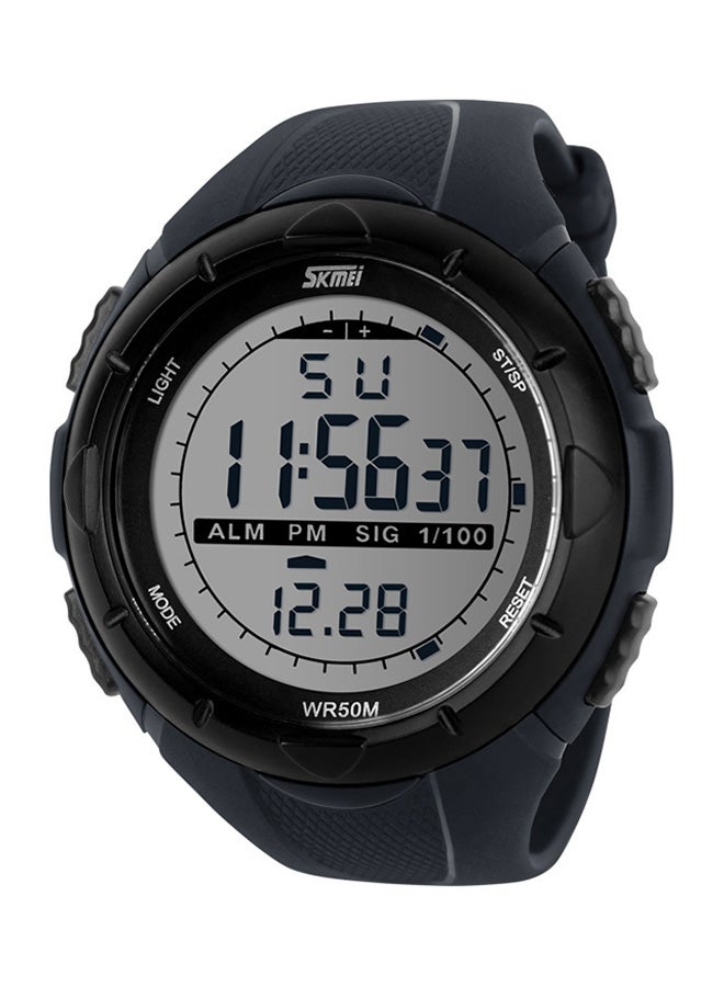 ساعة يد رقمية مقاومة للماء طراز 1025 - 50 مم - أسود men