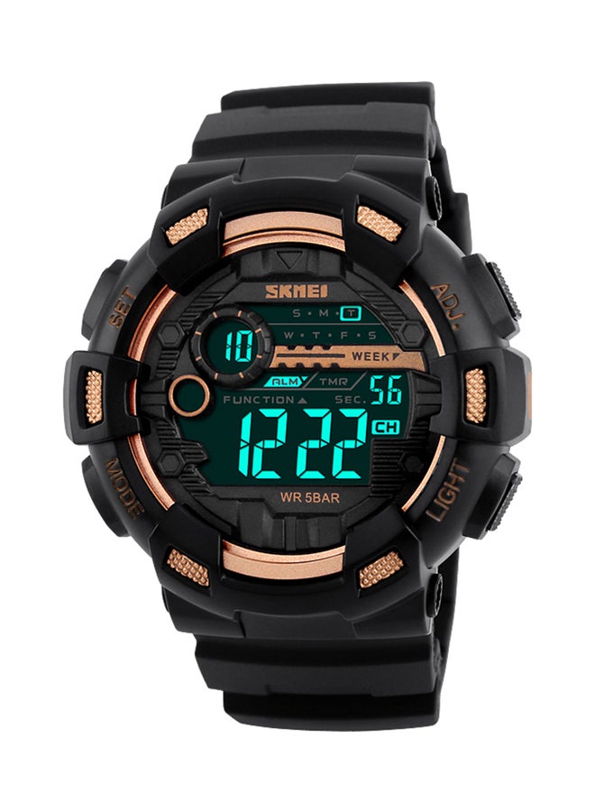 SKMEI men Water Resistant PU Digital Wrist Watch 1243 - 50 mm - Black 