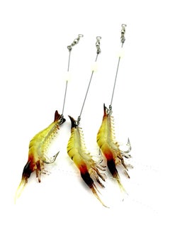 3-Piece Artificial Fishing Lure Bionic Shrimp Prawn Bait With Hook Set 7.5cm