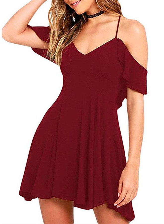 Cold Shoulder Jersey Dress Wine 