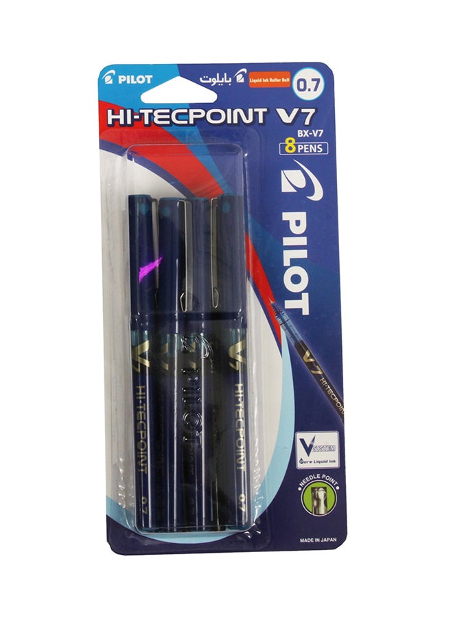8-Piece Hi-Tech V5 Rollerball Pen Set Blue