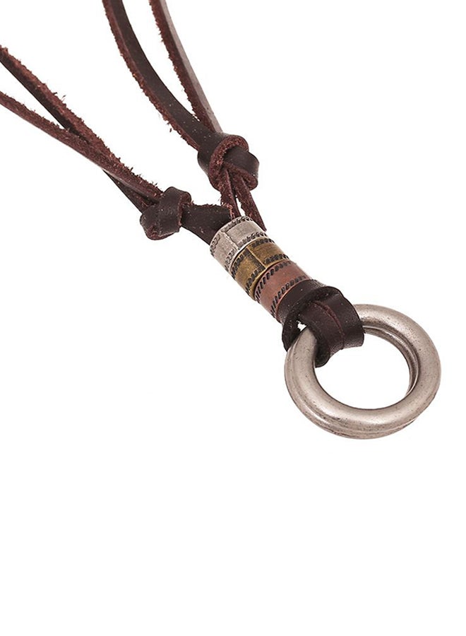 QiaoKai Lover Round Leather Pendant Necklace  - Image 1