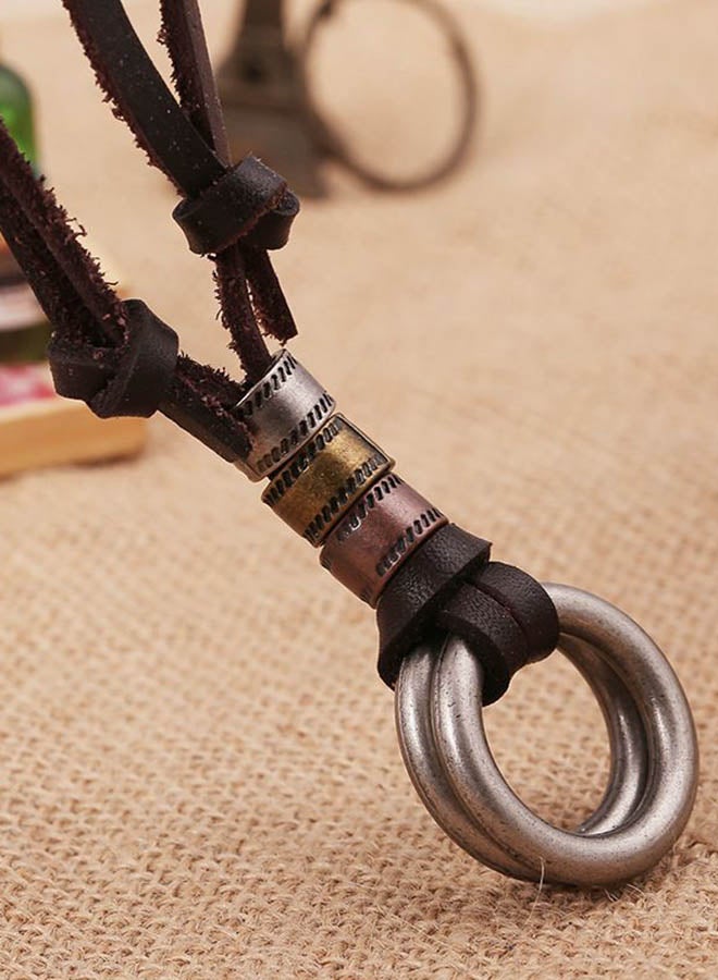 QiaoKai Lover Round Leather Pendant Necklace  - Image 2