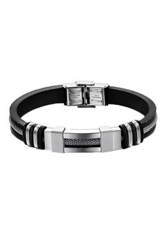 QiaoKai Titanium Steel Silicone Leather Bracelet  - Image 1