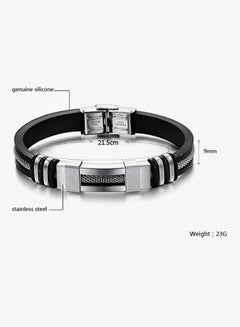 QiaoKai Titanium Steel Silicone Leather Bracelet  - Image 2