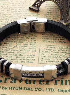 QiaoKai Titanium Steel Silicone Leather Bracelet  - Image 4