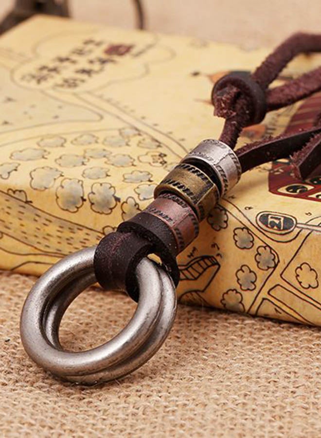 QiaoKai Lover Round Leather Pendant Necklace  - Image 4