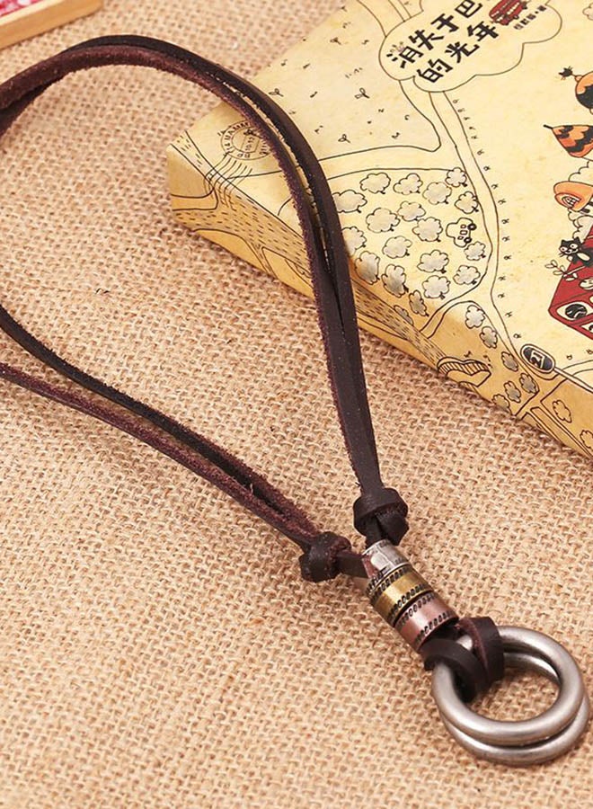 QiaoKai Lover Round Leather Pendant Necklace  - Image 3
