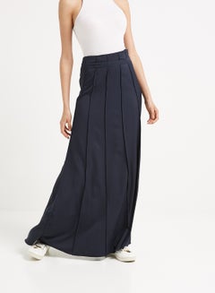 Wrinkled Design Maxi Skirt Navy