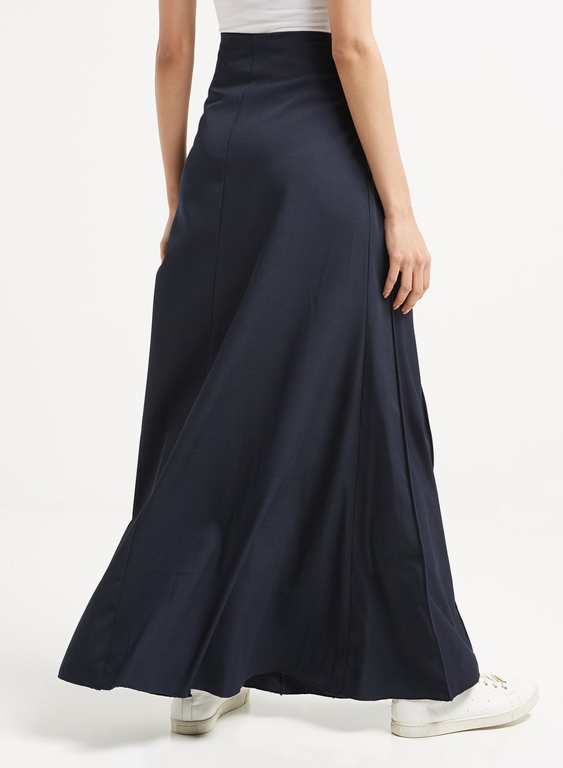 Golden Apple - Wrinkled Design Maxi Skirt Navy - Image 1