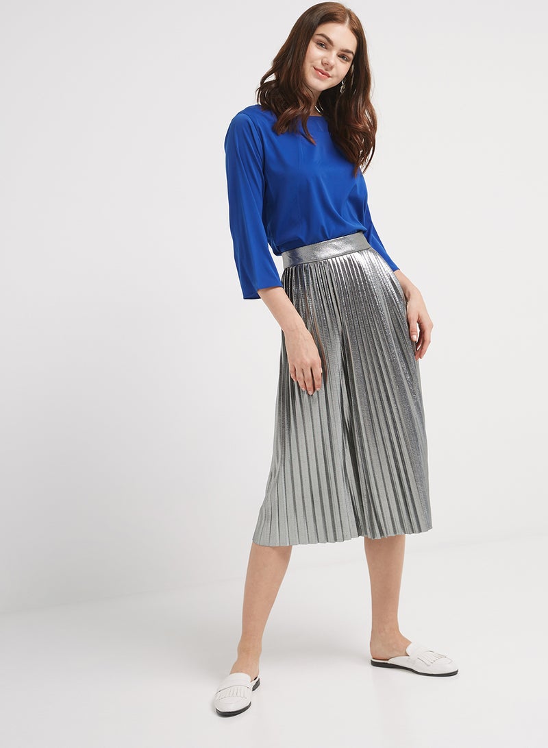 Golden Apple Round Neck Blouse Top Royal Blue - Image 3